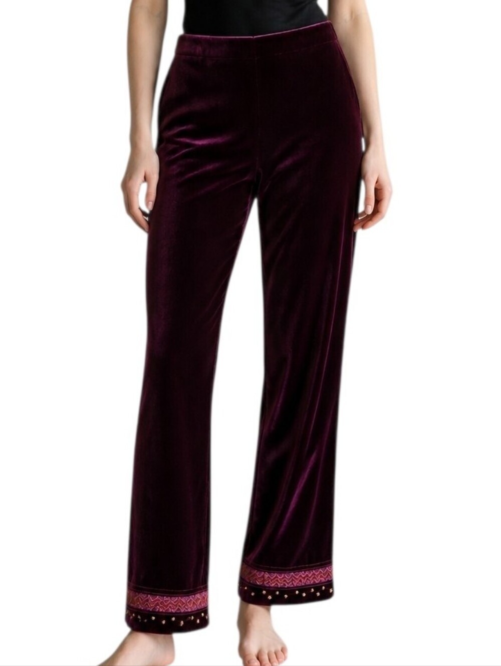 Ralph Ralph Lauren Velvet Wide-Leg Pants Red